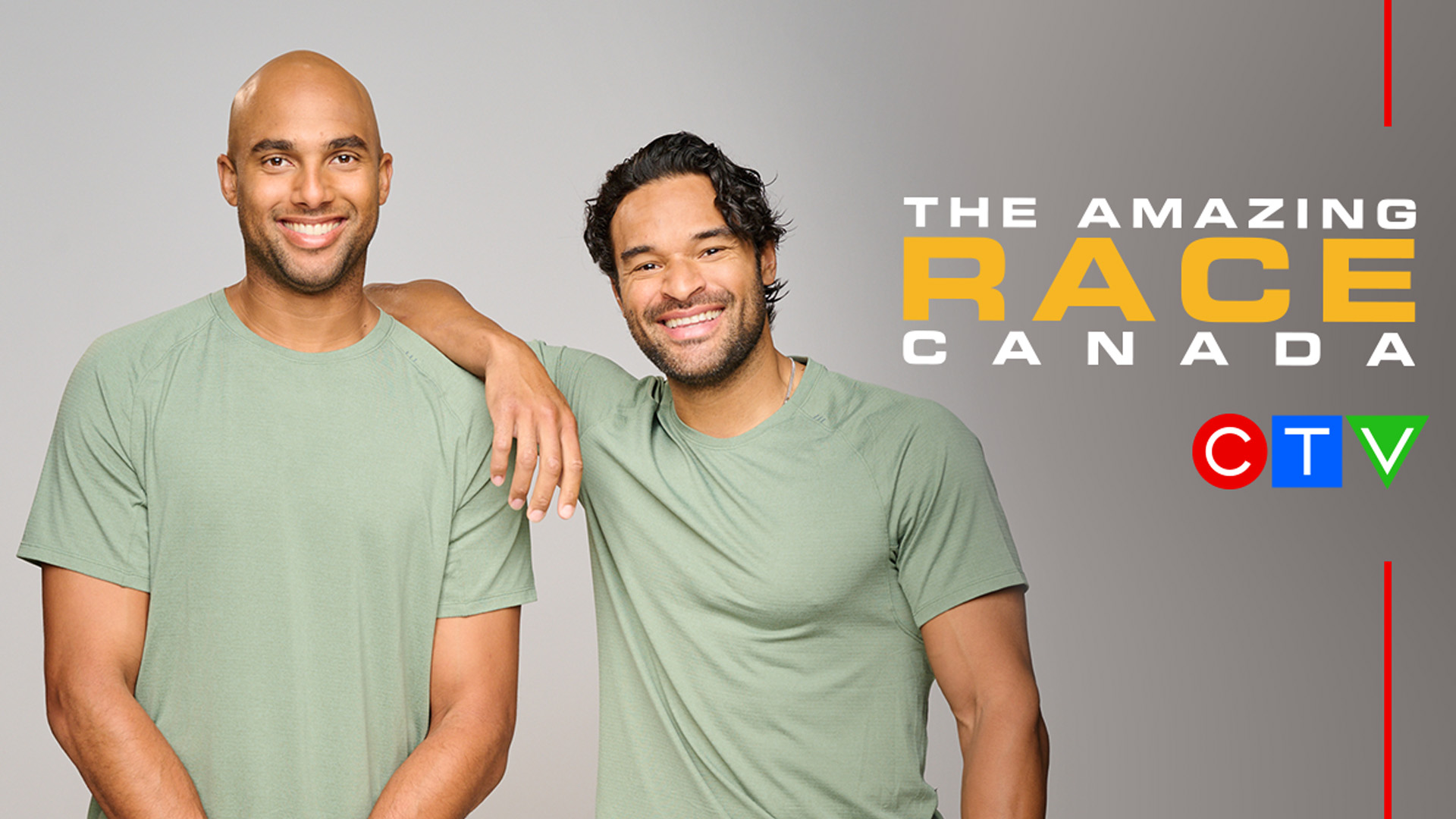 Michael Crouse and Tyson Gillies in a poster for The Amazing Race Canada.